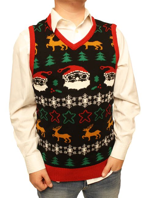 Ugly Christmas Sweater Men S Xmas Festive Holiday V Neck Vest Sweatshirt Xl