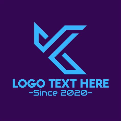 Blue Gamer Letter K Logo Brandcrowd Logo Maker