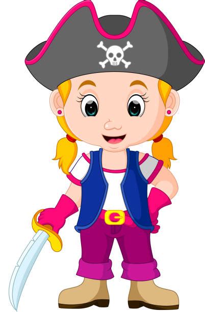 Funny Cute Cartoon Pirate Girl Clip Art Vector Images And Illustrations