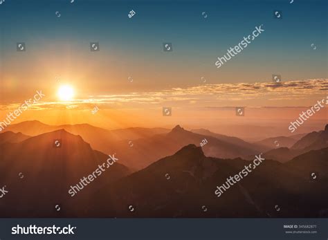 Colorful Sunset On Top Austrian Mountain Stock Photo Edit Now 345682871