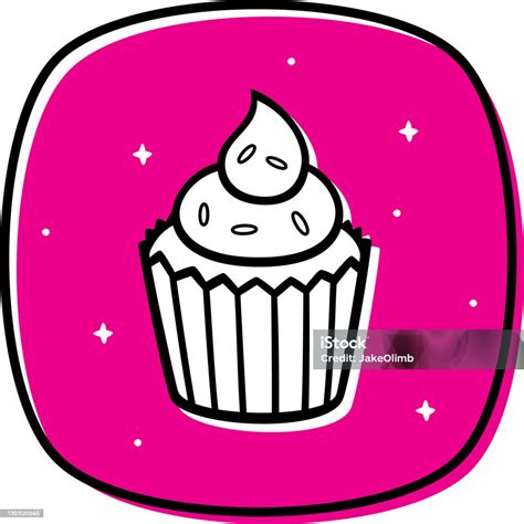 Cupcake Doodle 2 Stock Illustration Download Image Now Icing Line