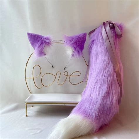 22in Purple Fox Tail Fox Ears Cosplay Animal Ears Plush Etsy