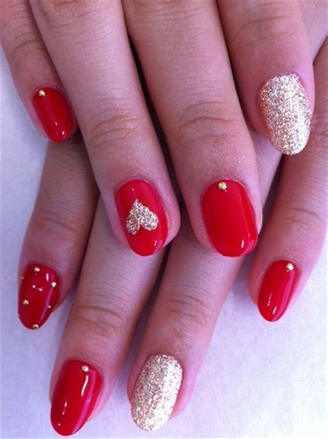 Valentines Day Nails Red Nail Art Designs Romantic Heart Shape Nails