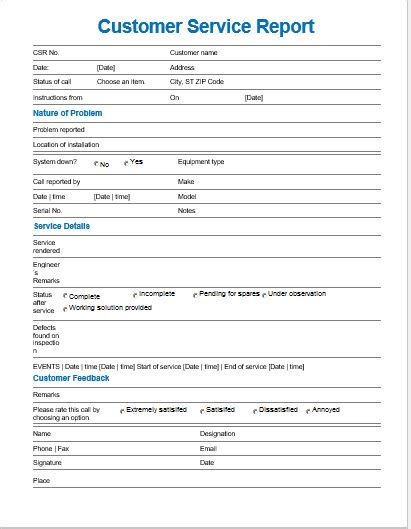 When writing such a report, it is important to these reports usually have a standard format designed by the company or agency to their own requirements. Customer Service Report Template for MS Word | Word & Excel Templates