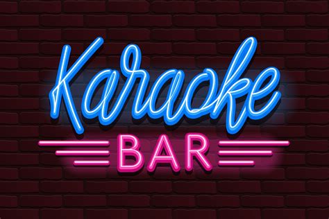Vector Neon Glow Banner Karaoke Bar Pre Designed Vector Graphics