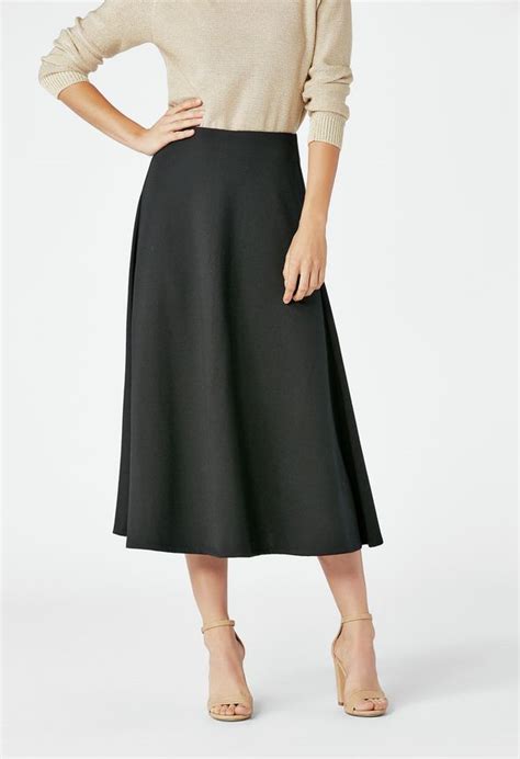 A Line Midi Skirt Clothing In Black Get Great Deals At Justfab