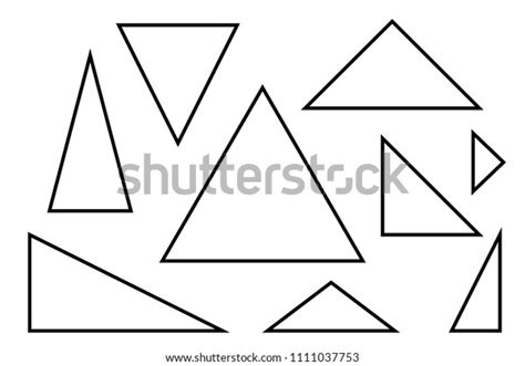Triangles Set Various Black Outlined Triangles Vector Illustration