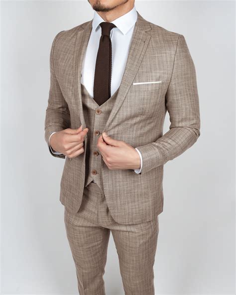 Light Brown Plaid 3 Piece Suit Conquer Menswear