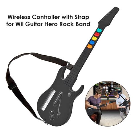Wireless Controller With Adjustable Strap For Wii Guitar Hero Rock Band