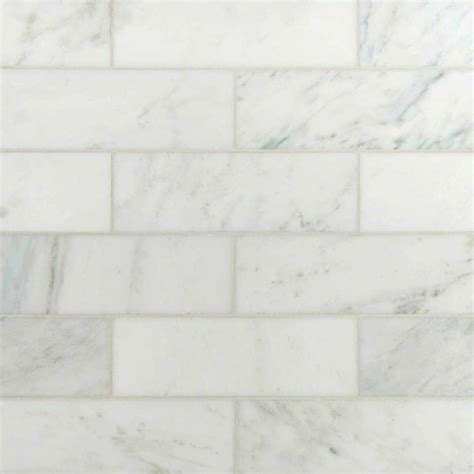 Italian White Carrara 4 X 12 Subway Polished Marble Tile