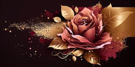 Premium Ai Image A Red And Gold Background With A Red Rose And Gold