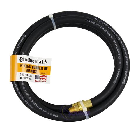 Continental Rubber Air Hose 6 Feet X 38 Inch 250 Psi Oil Resistant Bl