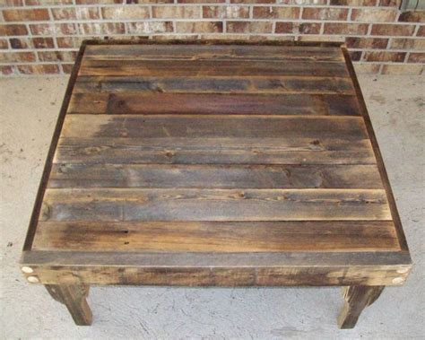 Natural Finish Square Reclaimed Wood Coffee Table With Removable Legs