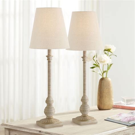 Regency Hill Traditional Buffet Table Lamps Set Of 2 Whitewashed Beige