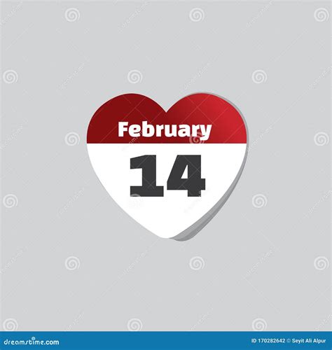 February 14 Valentine`s Day And Heart Stock Vector Illustration Of