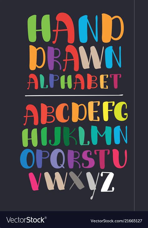 Alphabet Hand Drawn Letters Royalty Free Vector Image