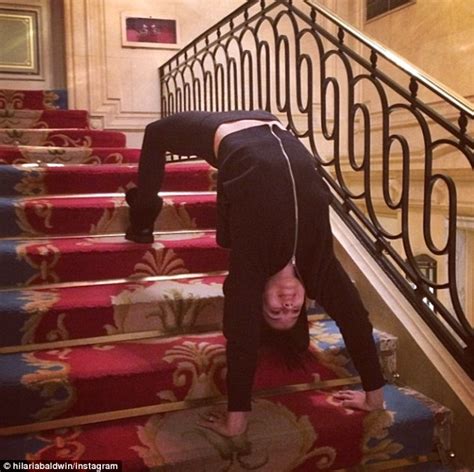 Hilaria Baldwin Performs Acrobatic Staircase Yoga Mirroring Famous