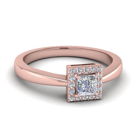 This option is great if you want to achieve maximum sparkle status. Square Halo Diamond Affordable Engagement Ring In 14K Rose Gold | Fascinating Diamonds