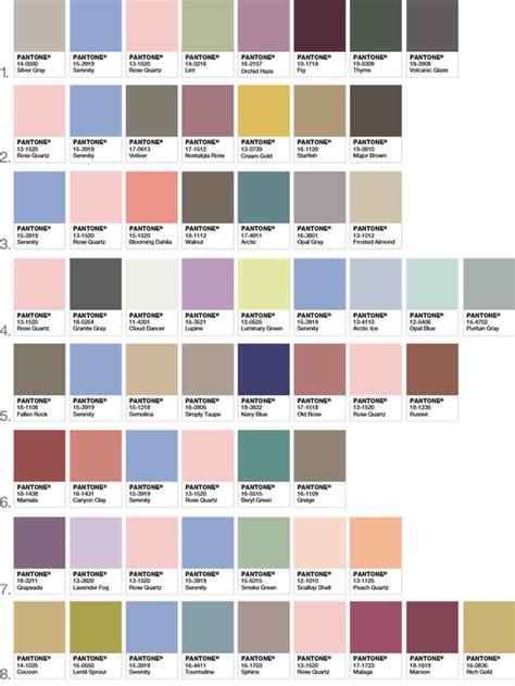 Pantone Color Palettes Using 2016 Colors Of The Year Rose Quartz And