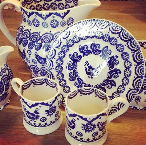Emma Bridgewater Blue Hen And Border 2014 Blue And White China Love Blue
