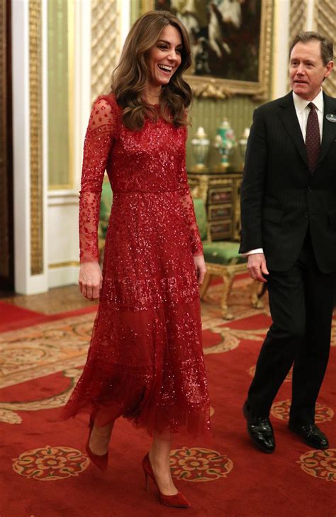 Kate Middleton Dazzles In Red Dress For Reception At Buckingham Palace