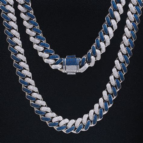 18mm Two Tone Iced Out Cuban Link Chain In White Gold For Men Krkcandco