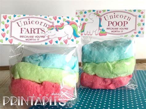 Unicorn Poop Treat Bag Toppers For Valetines Day Or Any Time With