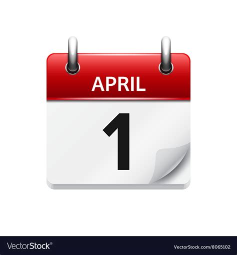 April 1 Flat Daily Calendar Icon Date And Vector Image