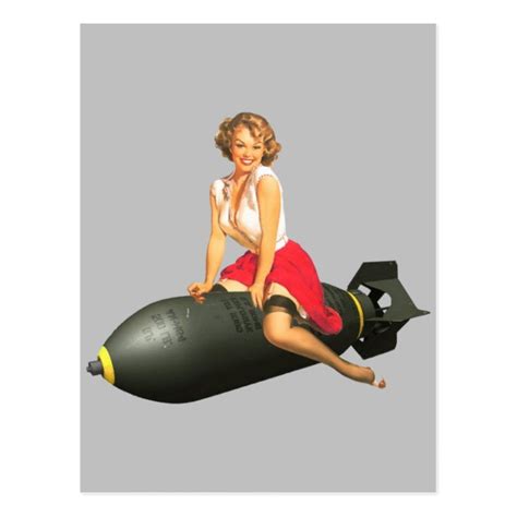 Bombs Away Vintage Pin Up Girl Art Postcard