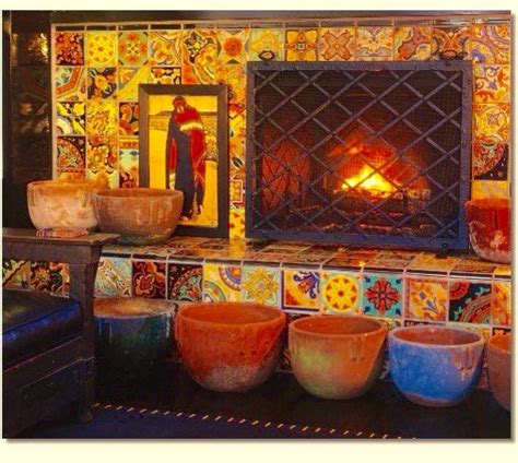 Rich California Colors Mexican Tile Fireplace Spanish Decor Mexican
