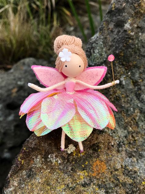 Mini Fairy Doll Yellow Orange Pink Flower Fairy Bendy Doll Etsy