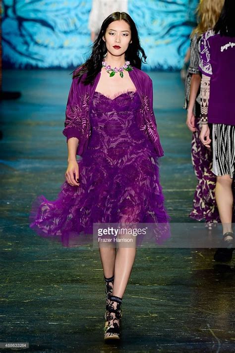 a model walks the runway wearing anna sui spring 2016 during new york fashion week the shows at
