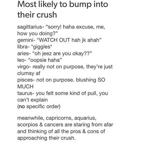 Zodiac Signs The Signs Bumping Into Their Crush Zodiac Signs