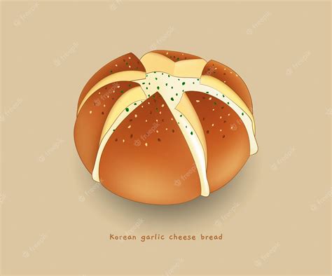 Premium Vector Korean Garlic Cheese Bread Cartoon Illustration
