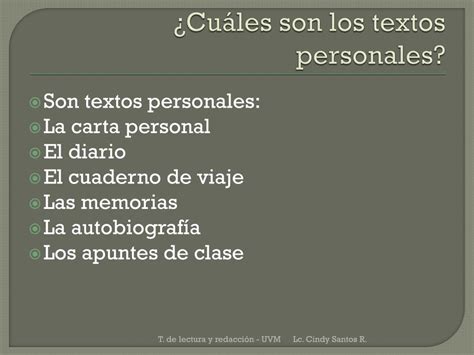 Ppt Textos Personales Powerpoint Presentation Free Download Id2366482