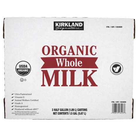 Kirkland Signature Organic Whole Milk Costco Food Database
