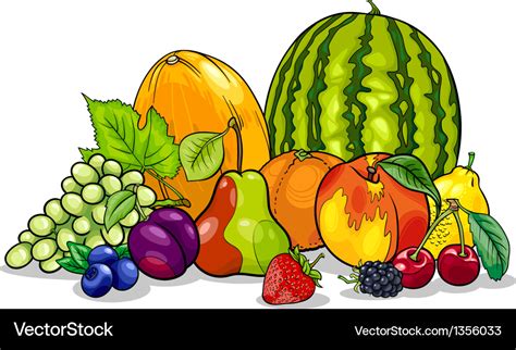 Fruits Group Cartoon Royalty Free Vector Image