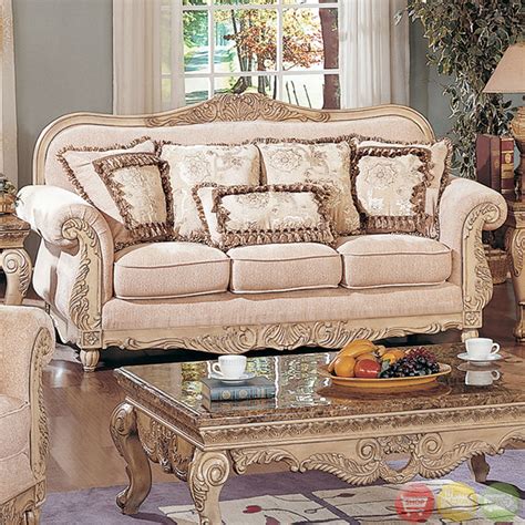 We are one of the finest sofa set manufacturer and retailers. Traditional Antique White Formal Sofa Set with Carved ...