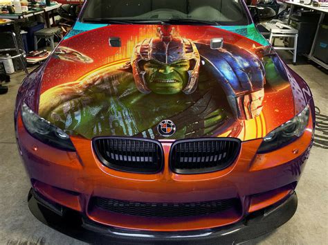 Vinyl Car Hood Wrap Full Color Graphics Decal Incredeble Hulk Face Sticker #4 - Graphics Decals