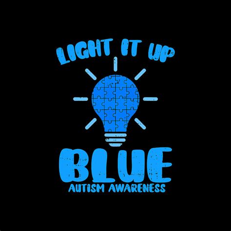 Light It Up Blue Funny Puzzle Piece Autism Awareness Digital Art By