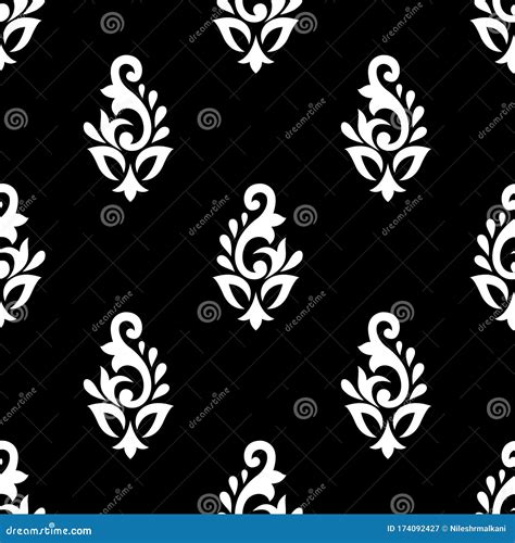 Seamless Simple Black And White Damask Pattern Stock Vector