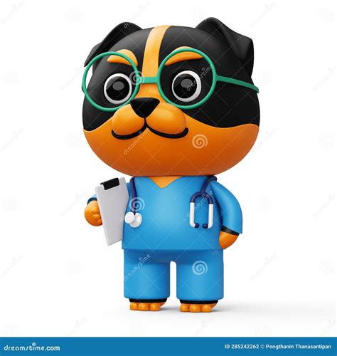 Cute Doctor Dog 3d Cartoon Dog Character 3d Rendering Stock