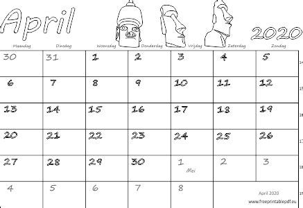 Personalize these 2021 calendar templates using our online pdf creator tool. Kalender April 2020 Nederland | Gratis printbare PDF