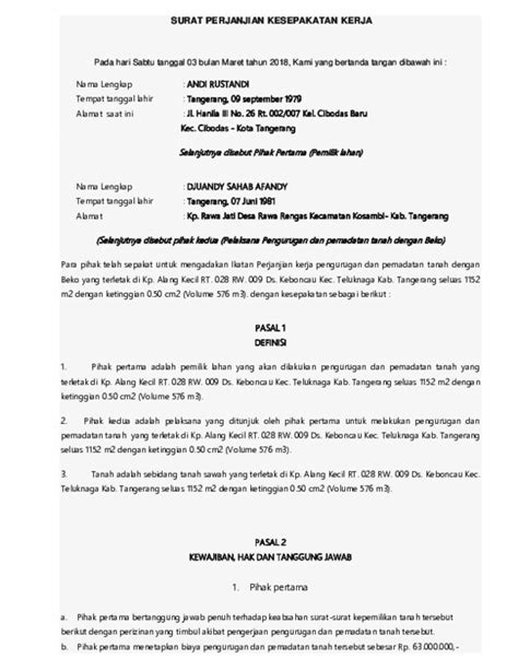 Surat Perjanjian Kesepakatan Kerja Imagesee