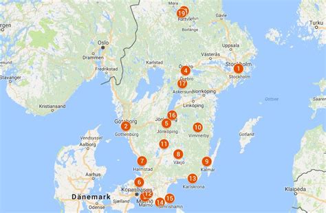 Map Of Sweden With Major Tourist Destinations