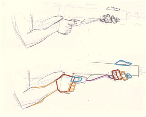 If it's too difficult to draw right off the bat, draw over more drafts and add pen. How to draw hand holding gun