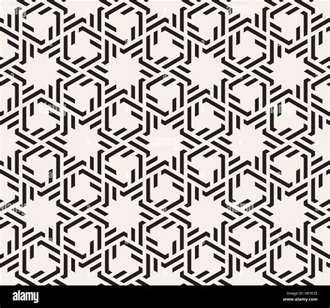 Vector Seamless Black And White Interlacing Lines Geometric Islamic