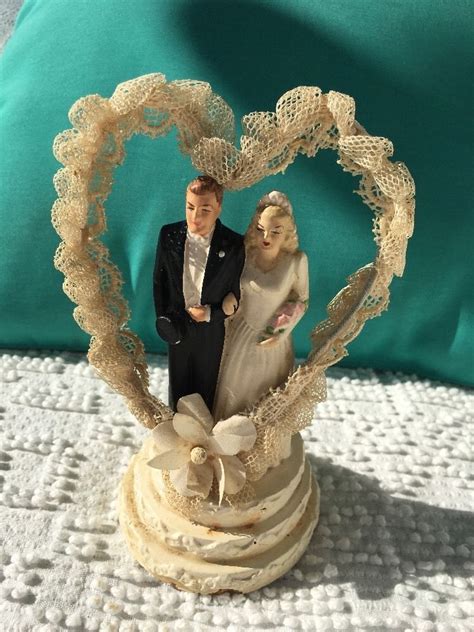 Vintage Wedding Cake Topper Coast Novelty Mfg 1947 Classic Couple Old