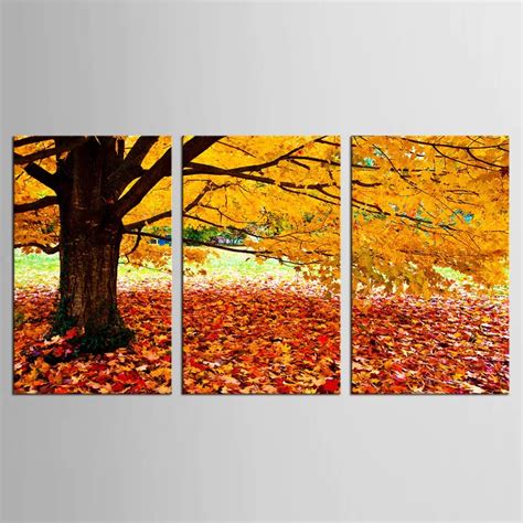 3 Panel Wall Art Maple Tree Painting Modern Art Picture For Living Room