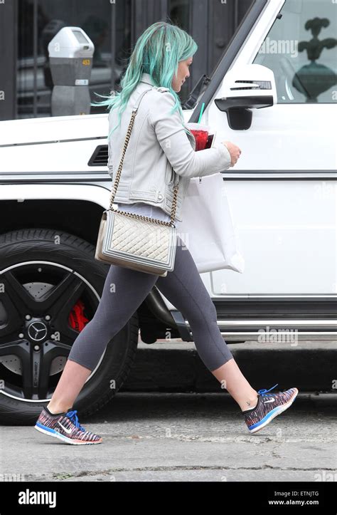 Hilary Duff Debuts Her Brand New Blue Hair Colour As She Steps Out To Run Some Errands Featuring